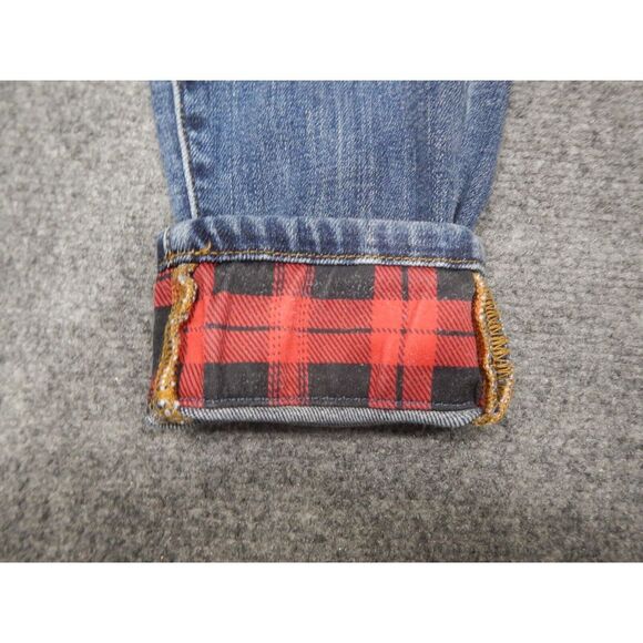 Judy Blue Skinny Fit Jeans Size 11/30 Lined Buffalo Plaid Blue Distressed Denim - Picture 4 of 12